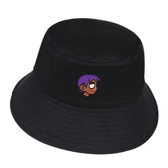 Girl Embroidery Bucket Hat Lightweight Fisherman Cap Cotton Basin Hat