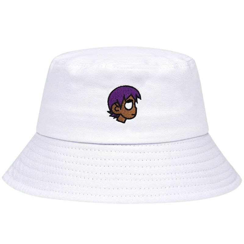 Girl Embroidery Bucket Hat Lightweight Fisherman Cap Cotton Basin Hat