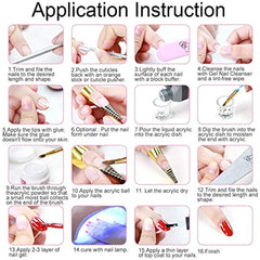 Glitter Acrylic Powder Nail Extension Set - Beginner's Nail Kit