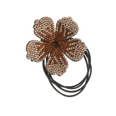 Flower Decor Hair Tie Non Slip Rhinestone Scrunchie Ponytail Holder