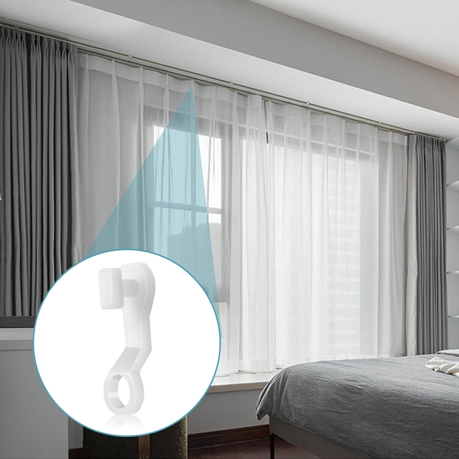 50pcs Plastic Curtain Gliders for Window, Shower Curtains, Doors