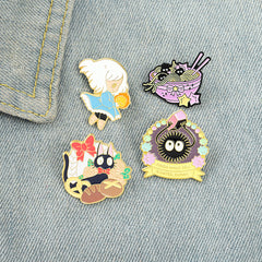 Cartoon Enamel Pin Girl And Cat Brooch