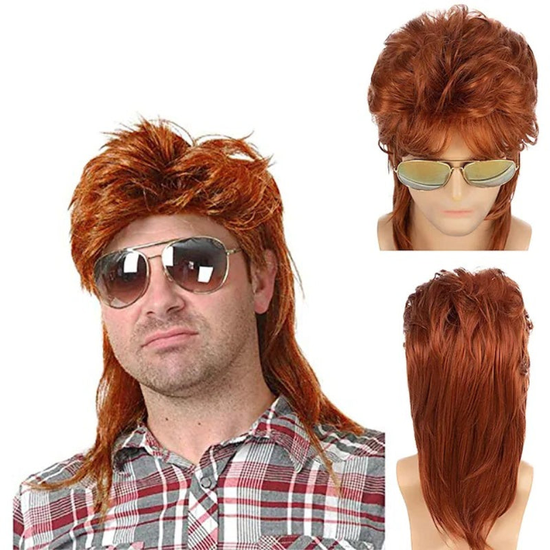 Men's Brown 70s 80s Costume Party Wig