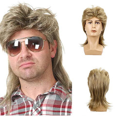 Men's Brown 70s 80s Costume Party Wig