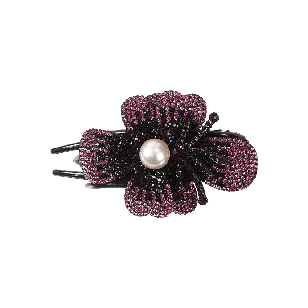 Rhinestone Flower Hair Claw Clip Non Slip Strong Hold Grip Hair Jaw Clip