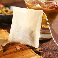 100pcs Biodegradable Tea Bags Natural Wood Pulp Empty Bag with Drawstring