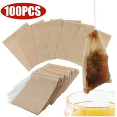 100pcs Biodegradable Tea Bags Natural Wood Pulp Empty Bag with Drawstring