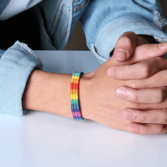 Hand Woven Rainbow Bracelet LGBT Gay Les Friendship Male Female