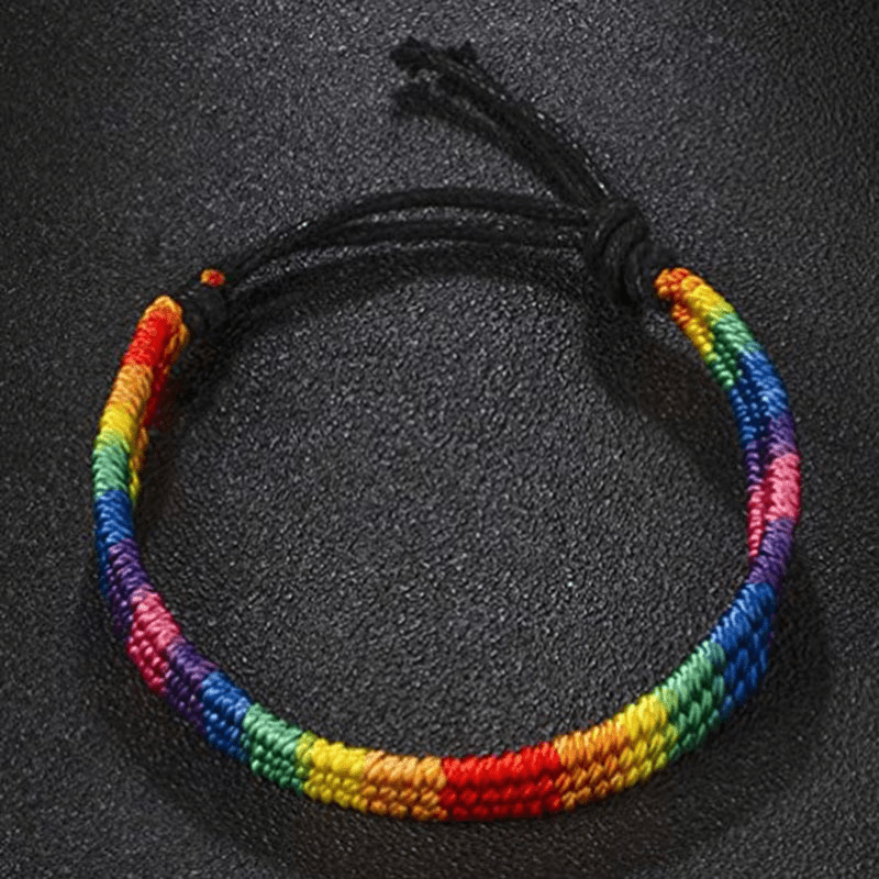 Hand Woven Rainbow Bracelet LGBT Gay Les Friendship Male Female