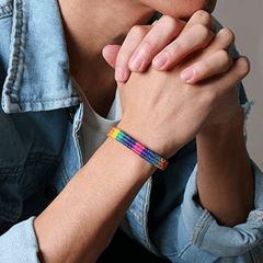 Hand Woven Rainbow Bracelet LGBT Gay Les Friendship Male Female