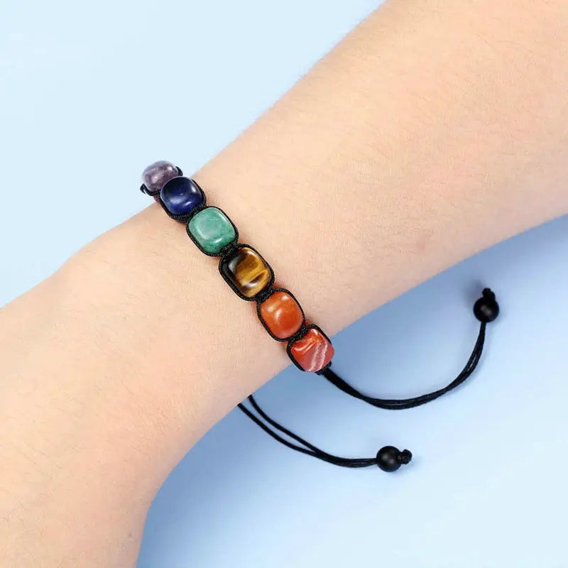 7 Chakra Stone Yoga Bracelet Natural Gemstone Braided Rope Bracelet