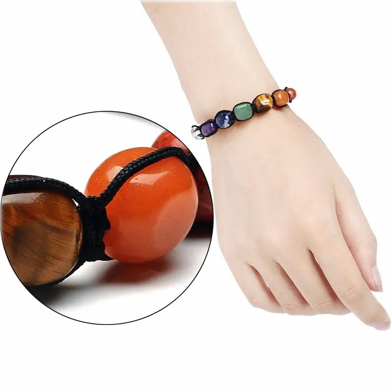 7 Chakra Stone Yoga Bracelet Natural Gemstone Braided Rope Bracelet