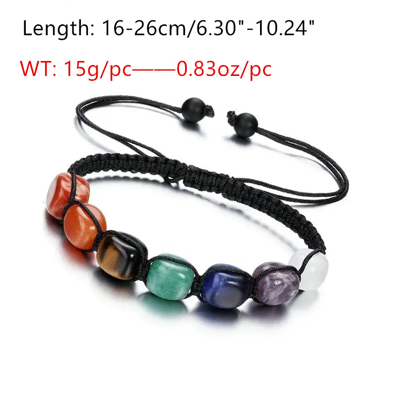 7 Chakra Stone Yoga Bracelet Natural Gemstone Braided Rope Bracelet