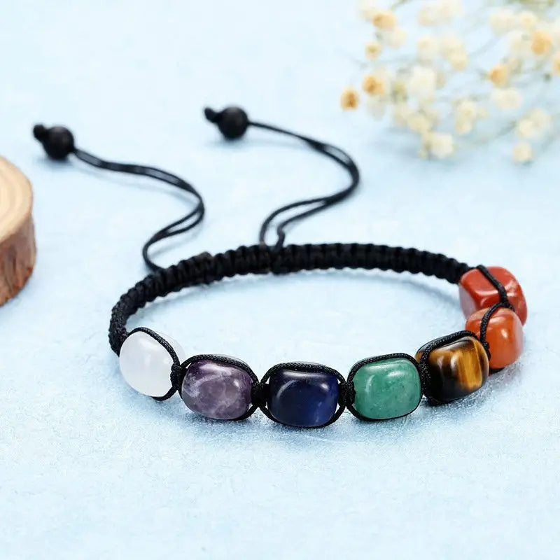 7 Chakra Stone Yoga Bracelet Natural Gemstone Braided Rope Bracelet