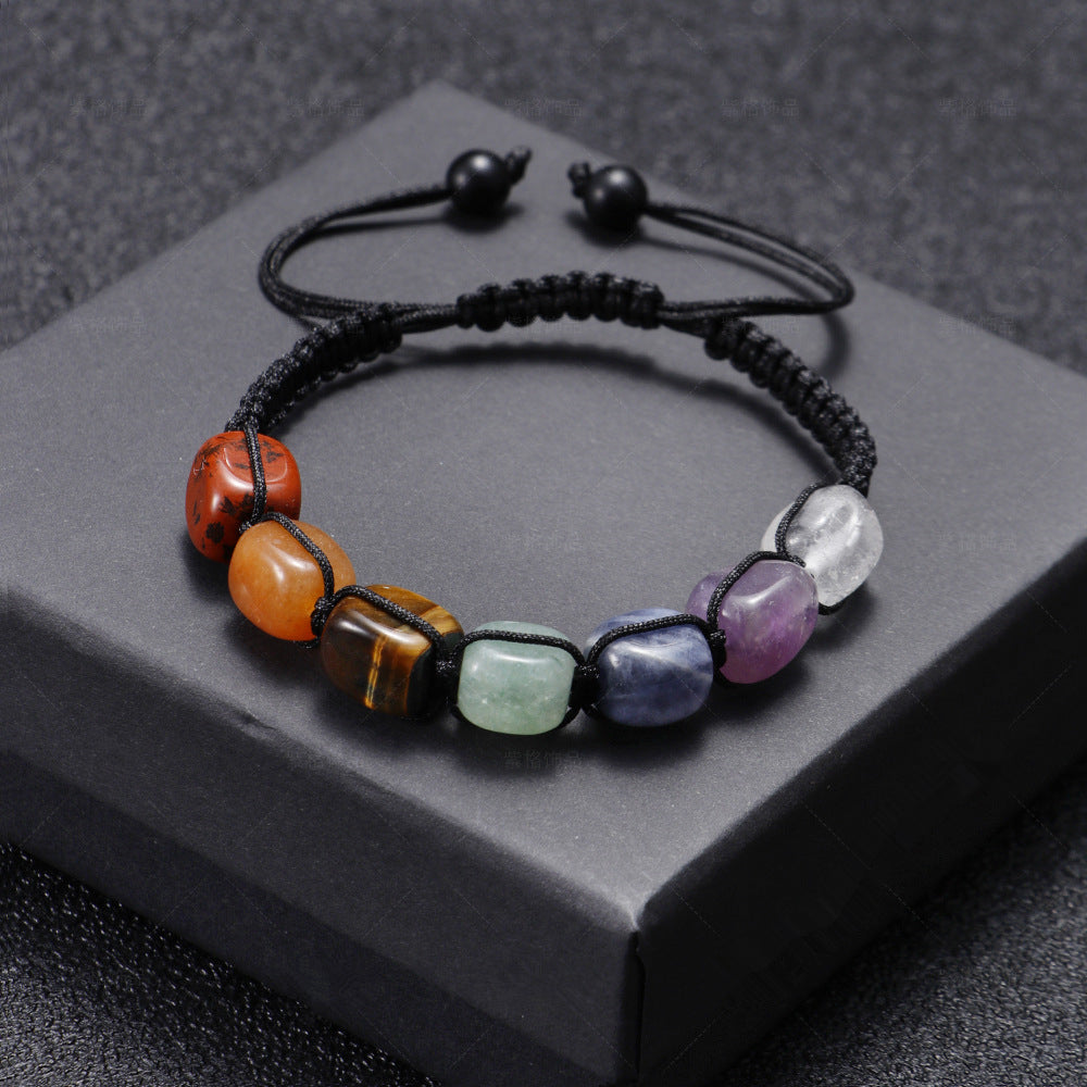 7 Chakra Stone Yoga Bracelet Natural Gemstone Braided Rope Bracelet