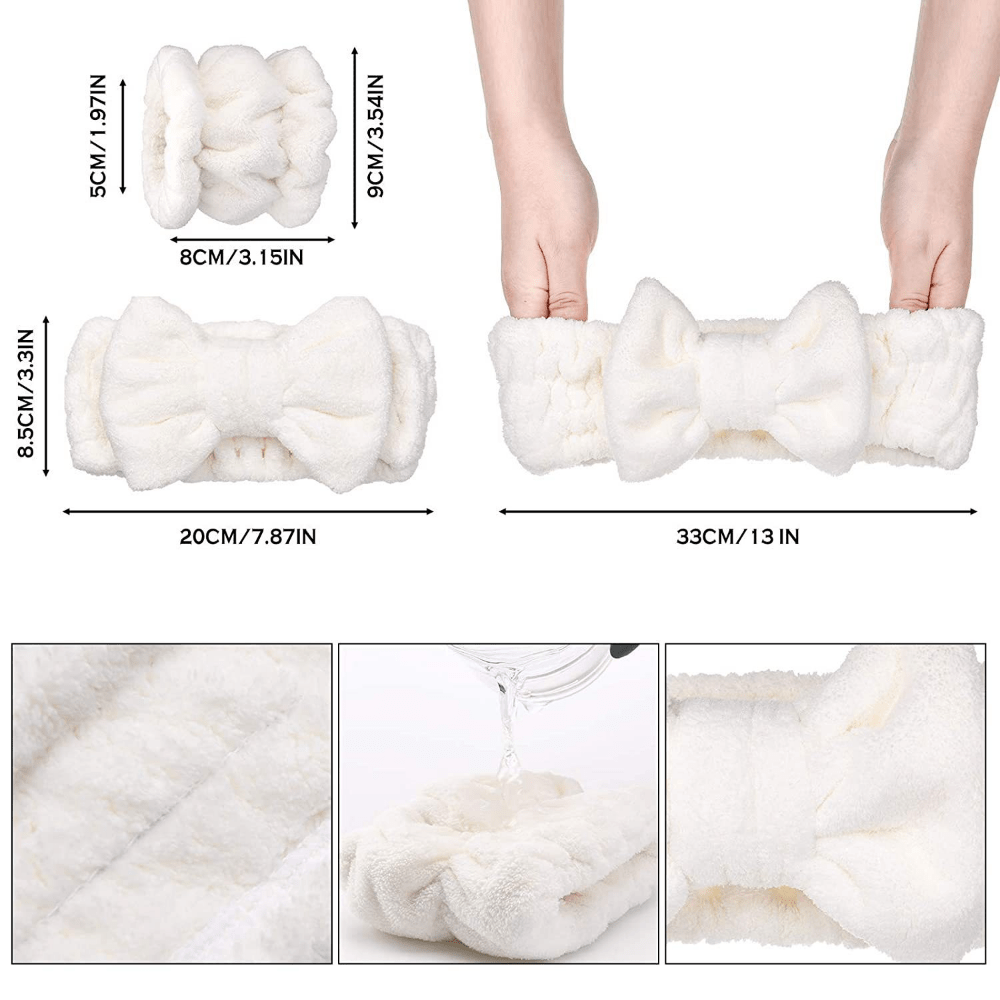 3pcs Solid Wristband Headband for Face Washing Makeup Spa