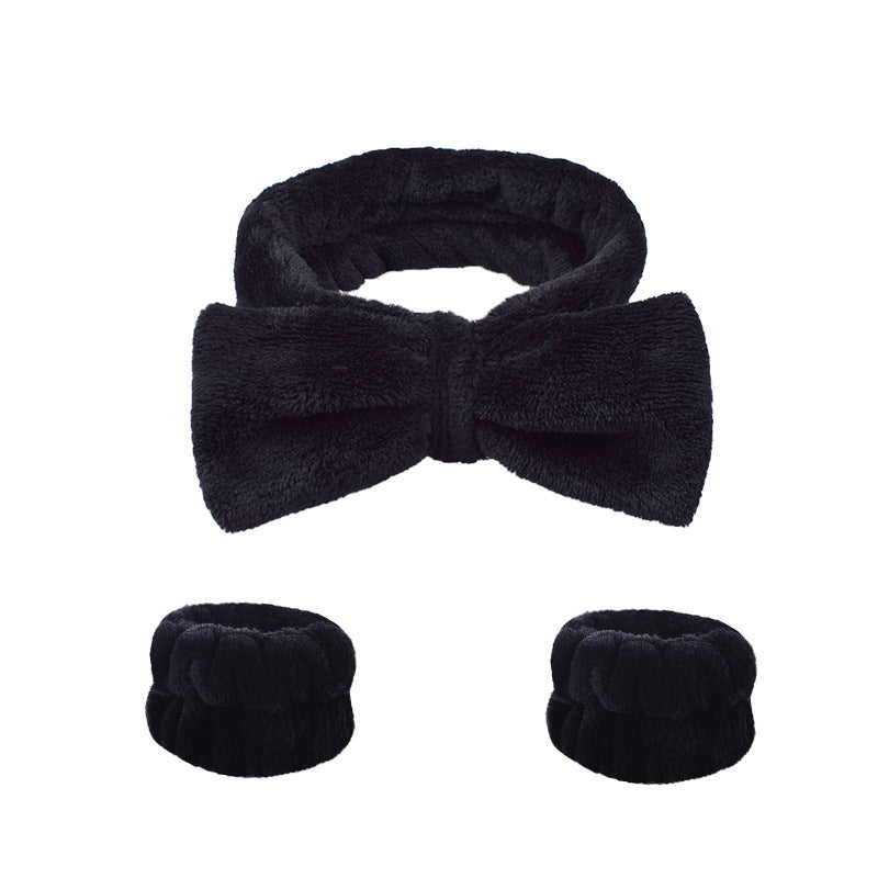 3pcs Solid Wristband Headband for Face Washing Makeup Spa