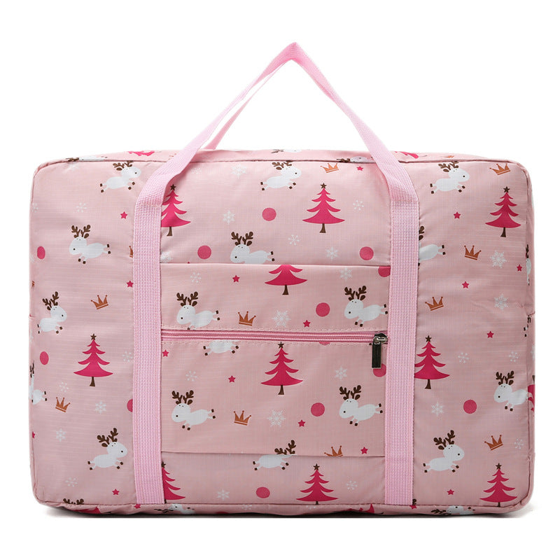 Large Capacity Zipper Luggage Bag Print Duffle Bag Portable Storage