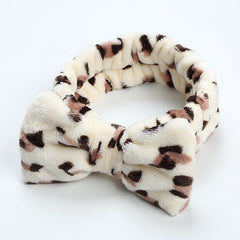 Bow Decor Plush Hair Hoop Elastic Headband Makeup Hair Accessory