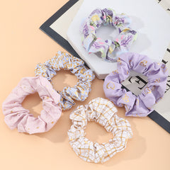 5pcs Floral Hair Ring Ponytail Holder Elastic Rubber Band