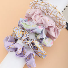 5pcs Floral Hair Ring Ponytail Holder Elastic Rubber Band