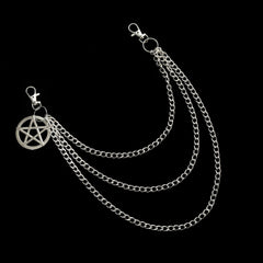 Pentagram Keychain Punk Biker Chain Gothic Rock Accessory