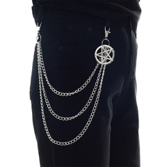 Pentagram Keychain Punk Biker Chain Gothic Rock Accessory
