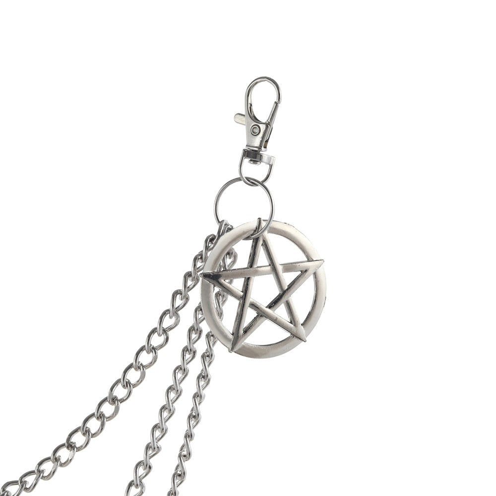 Pentagram Keychain Punk Biker Chain Gothic Rock Accessory