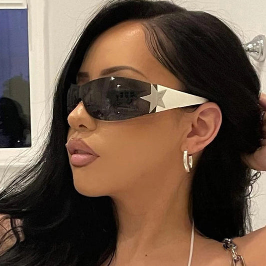 Y2K Rimless Sunglasses Cyberpunk Star UV400