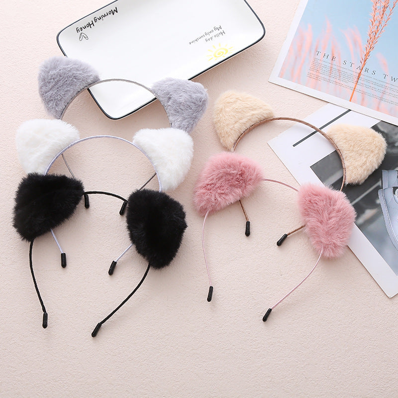 Cartoon Plush Cat Ears Headband Fluffy Costume Halloween Accessories