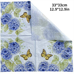 20pcs Butterfly & Flower Double Layer Napkin for Party | Birthday, Restaurant
