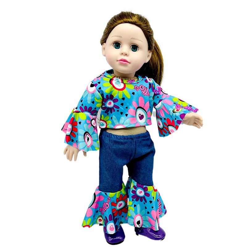 18 Inch Doll Clothes Flared Sleeve Tops and Bell bottoms Set