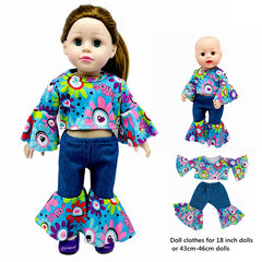 18 Inch Doll Clothes Flared Sleeve Tops and Bell bottoms Set