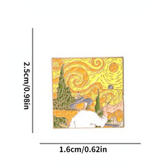 Oil Painting Style Brooch Decorative Pin Creative Gift Men Casual Jewelry