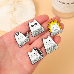 Sarcastic Cats Enamel Lapel Pins Funny Brooch