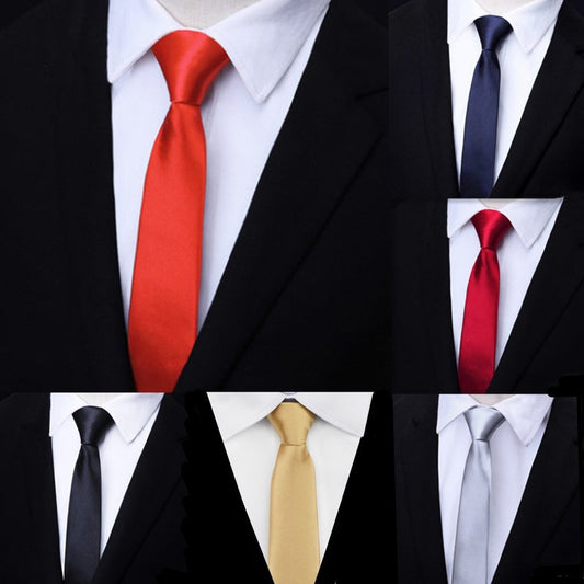 Men's Slim Zip Up Neck Tie Solid Casual Business Wedding