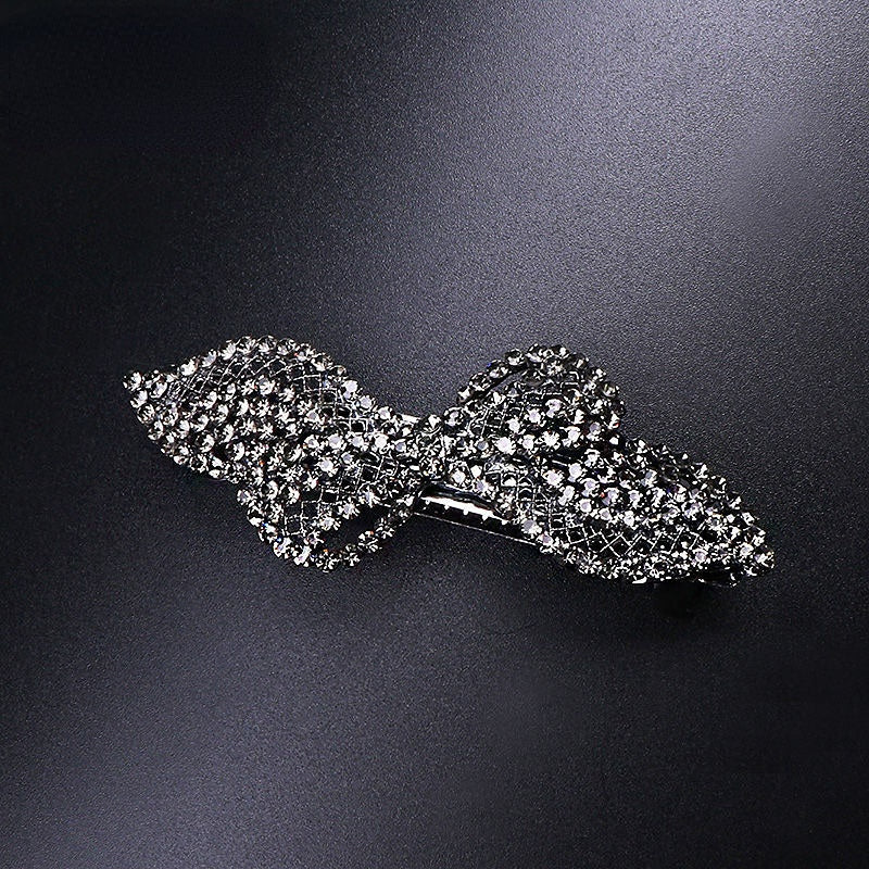 Rhinestone Bowknot Hair Clip Vintage French Barrette Headwear