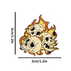 Skeleton Flame Ghost Brooch Pin