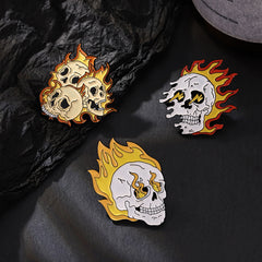 Skeleton Flame Ghost Brooch Pin