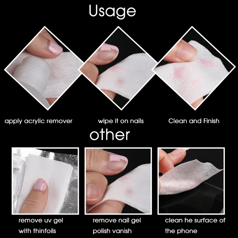450pcs Nail Polish Remover Wipes Lint Wraps Pads