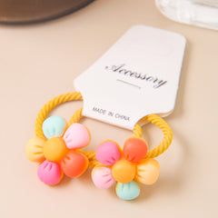 10pcs Colorful Flower Hair Ties for Girls Stretchy Ponytail Holders
