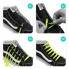 12pcs Colorful Tie Silicone Elastic Lazy Shoelaces for Adults Kids