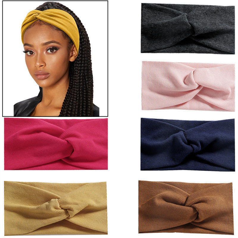 Solid Headband Wide Turban Twist Knitted Hairband Hair Accessories
