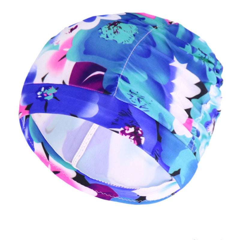 Pleated Swim Caps for Men Women Large Head Long Short Hair Bathing Cap