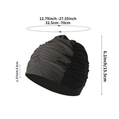 Pleated Swim Caps for Men Women Large Head Long Short Hair Bathing Cap