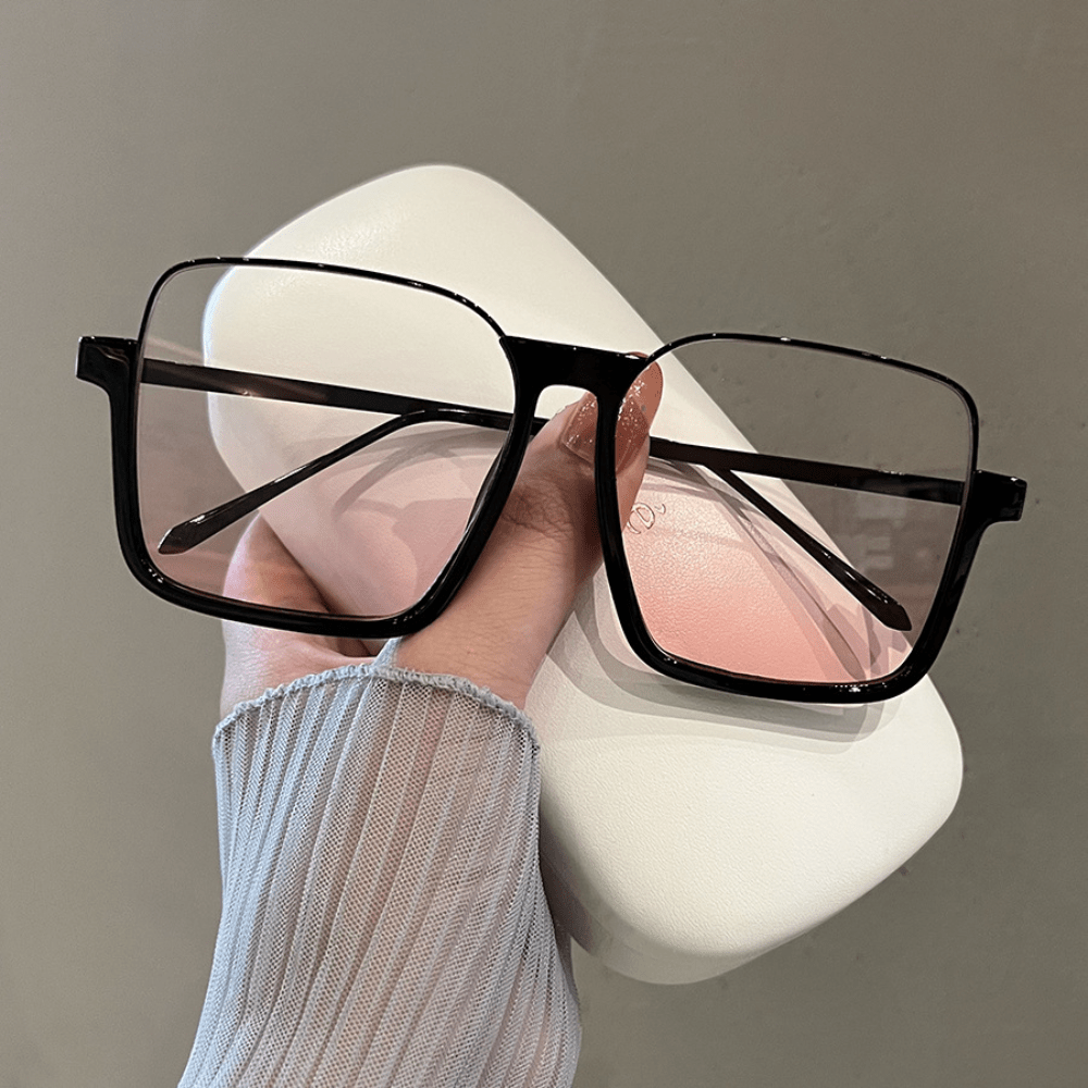 Gradient Clear Lens Glasses Y2K Anti Light Square Frame Glasses