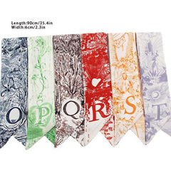 Long Silk Scarf Printed Neckerchief Ribbon Scarf