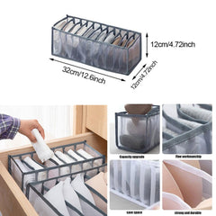 11 Grids Mesh Closet Shelf Organizer for Socks - Foldable Drawer Storage Box