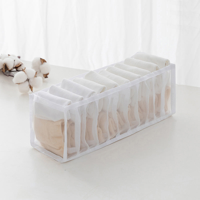 11 Grids Mesh Closet Shelf Organizer for Socks - Foldable Drawer Storage Box