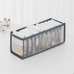 11 Grids Mesh Closet Shelf Organizer for Socks - Foldable Drawer Storage Box